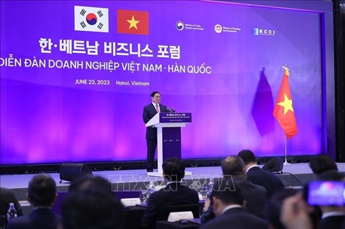Thủ tướng Phạm Minh Chính và Tổng thống Hàn Quốc cùng tham dự Diễn đàn Doanh nghiệp Việt Nam - Hàn Quốc